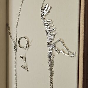 Dinosaur jewelry set - necklace, ring, earrings